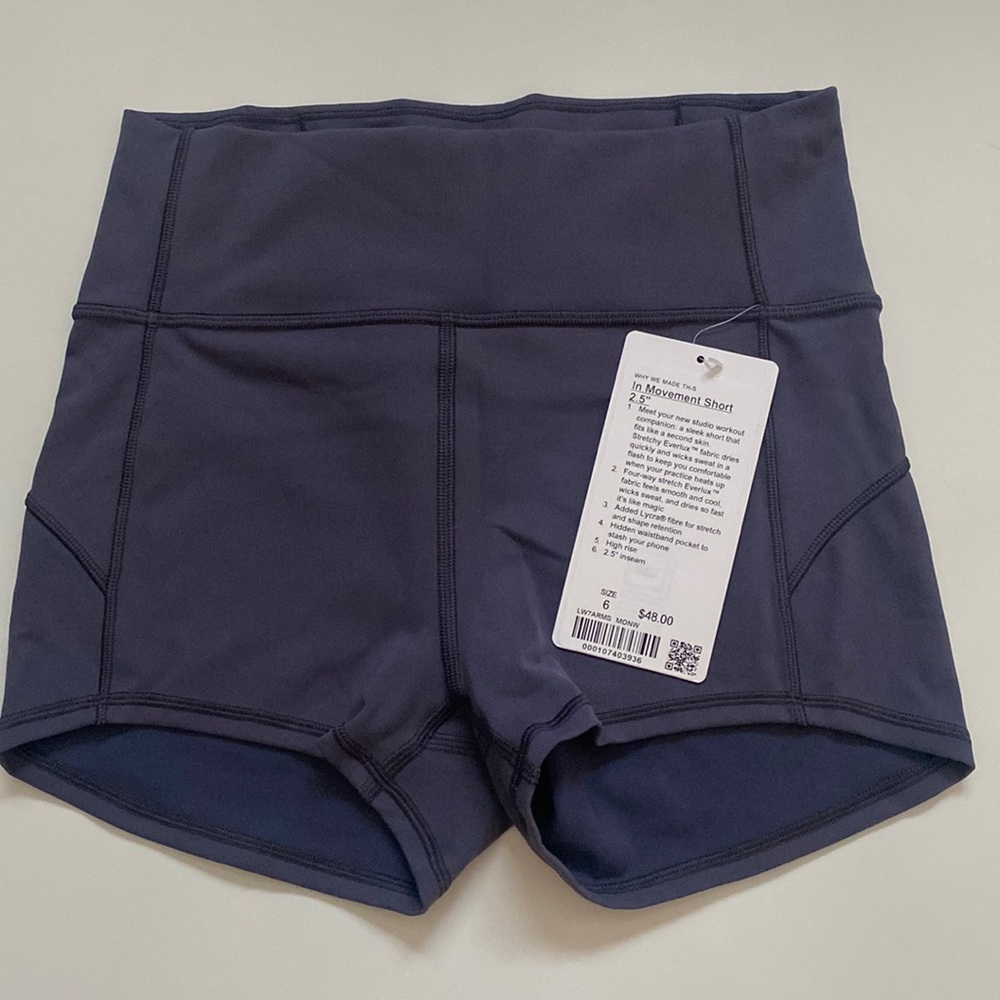 Lululemon purple “In Movement Short” 2.5” new with tags